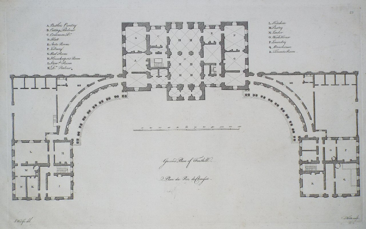 Print - Ground Plan of Fonthill. Plan du Rez de Chaussee. - White